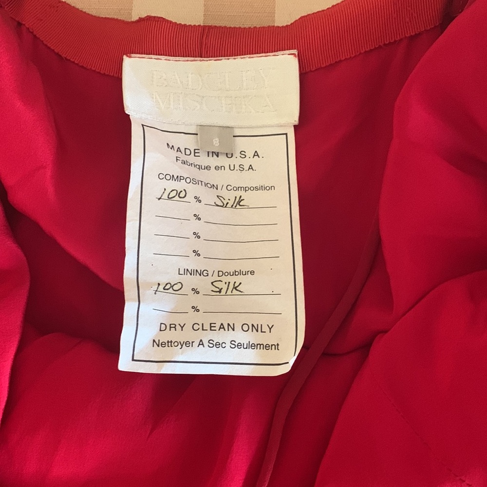 BADGLEY MISCHKA Designer silk red holiday dress S; fits about a size 4 (runs sm) - Picture 6 of 11